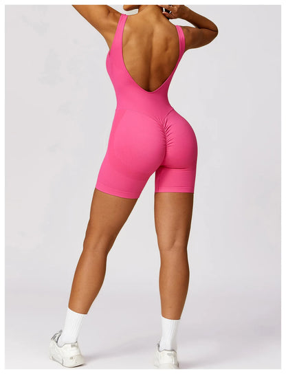 Women's Seamless High-Stretch V-Back Sports Jumpsuit