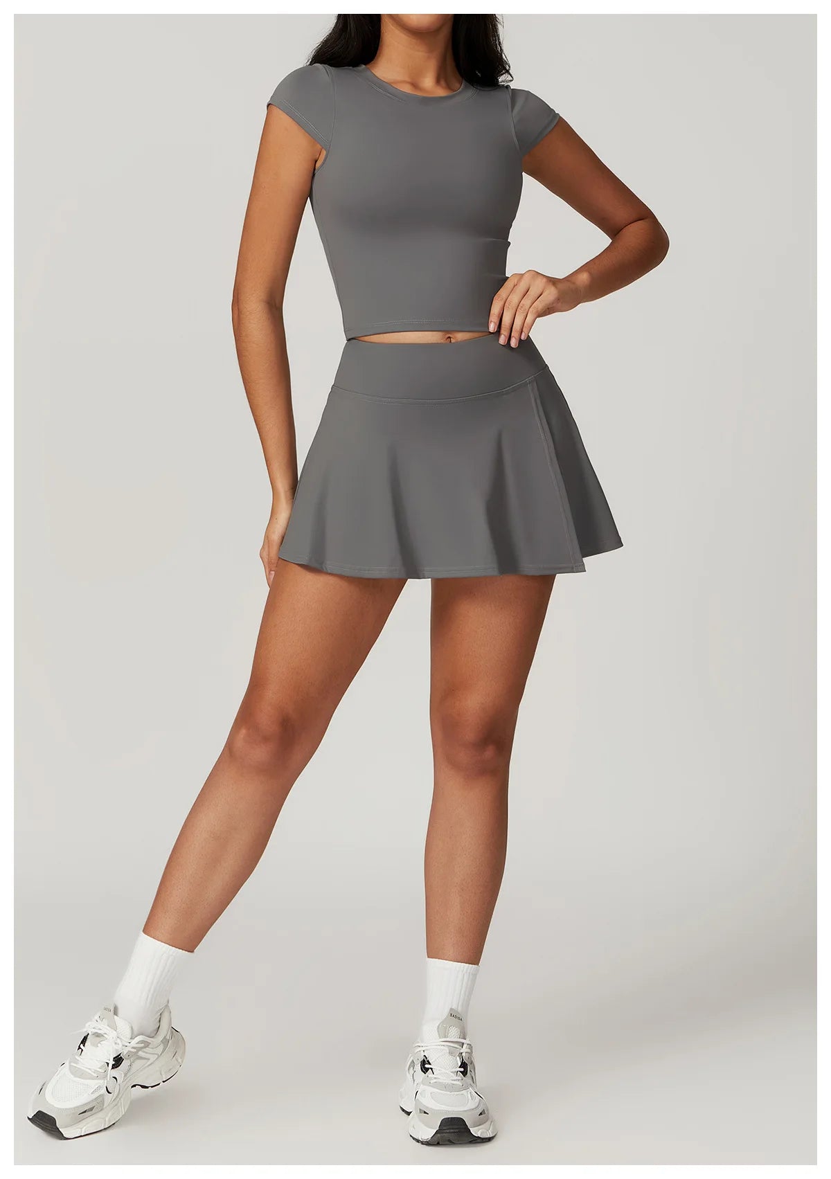 Push-Up Crop Top & High-Waist Skort Set