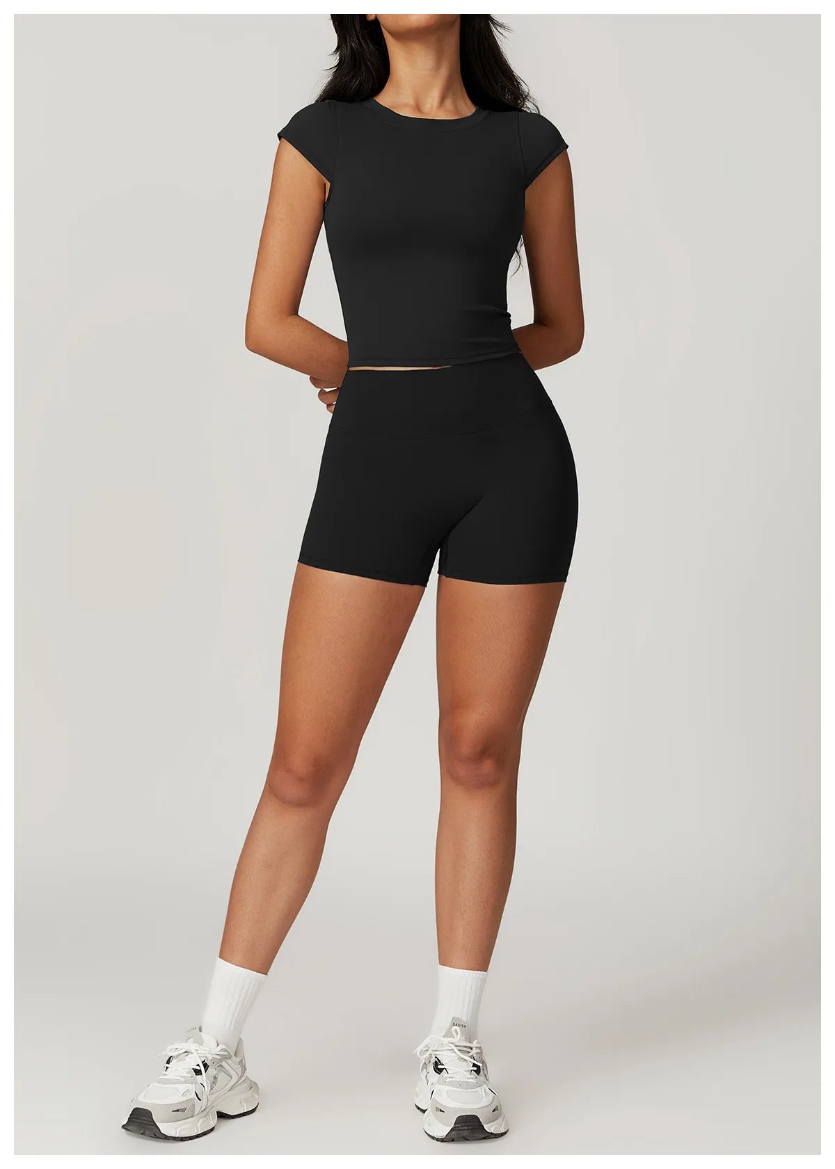 Push-Up Crop Top & High-Waist Shorts Set