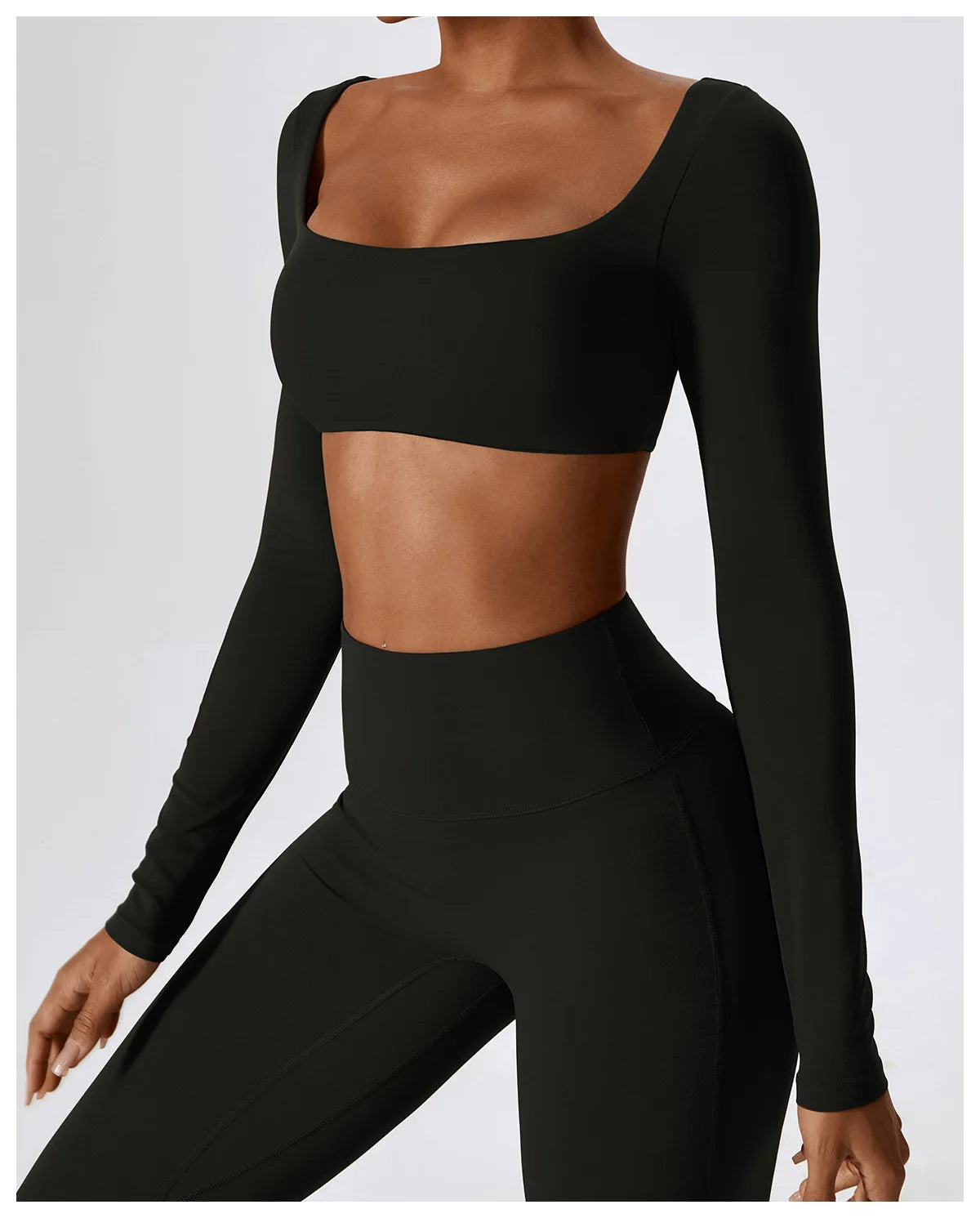 Long Sleeve Crop Top & High-Waist Wide-Leg Leggings