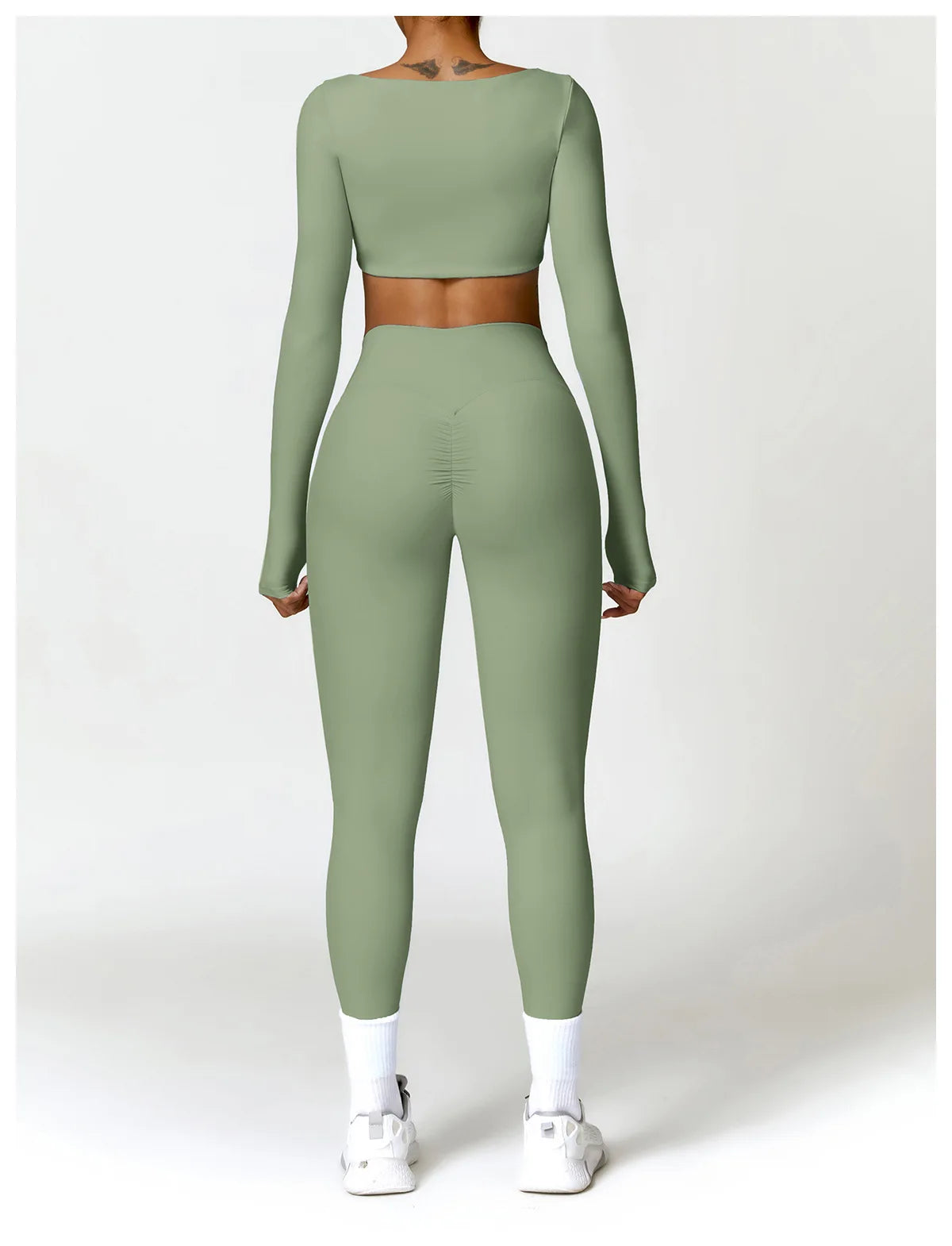 Long Sleeve  Crop Top & High-Waist Leggings Set