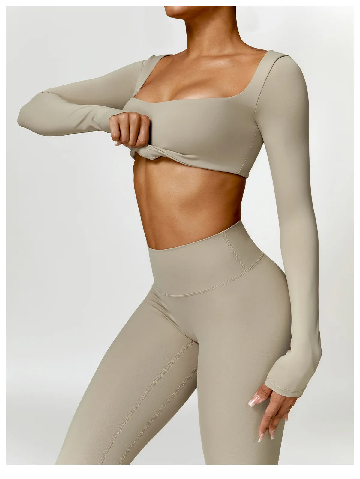 Long Sleeve  Crop Top & High-Waist Leggings Set