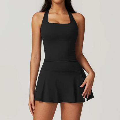 Push-Up Tank Top & High-Waist Skorts Set