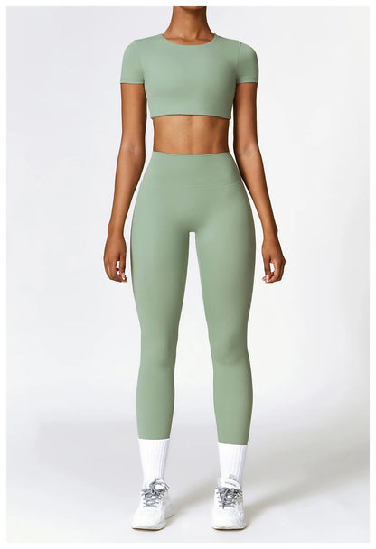 Seamless Crop Top & High-Waist Leggings Set