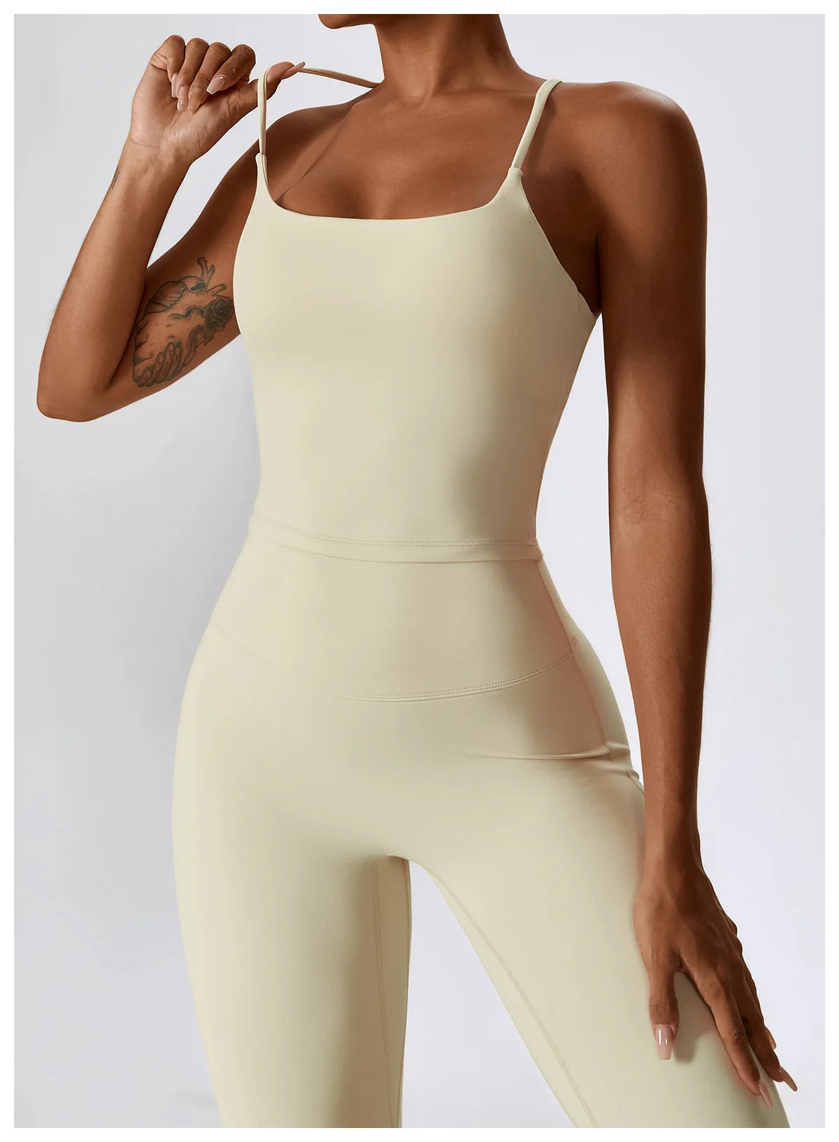 Strappy Padded Crop Top & High-Waist Wide-Leg Leggings