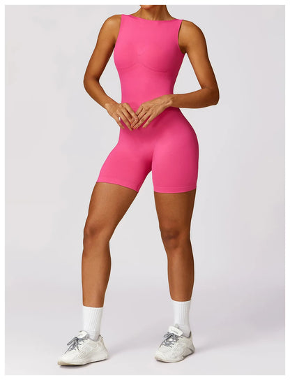 Women's Seamless High-Stretch V-Back Sports Jumpsuit