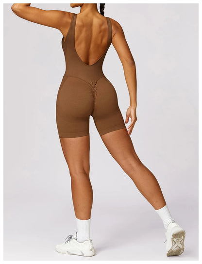 Women's Seamless High-Stretch V-Back Sports Jumpsuit