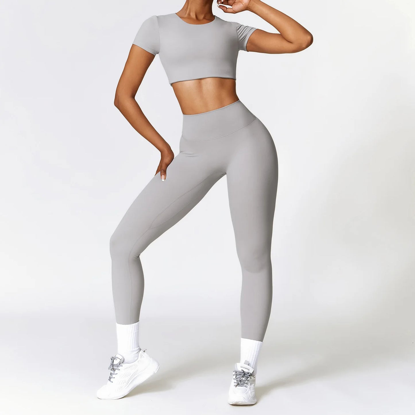 Seamless Crop Top & High-Waist Leggings Set