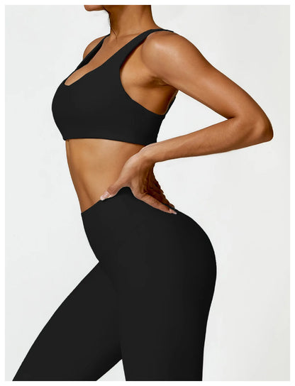 Strappy Padded Bra & High-Waist Leggings Set