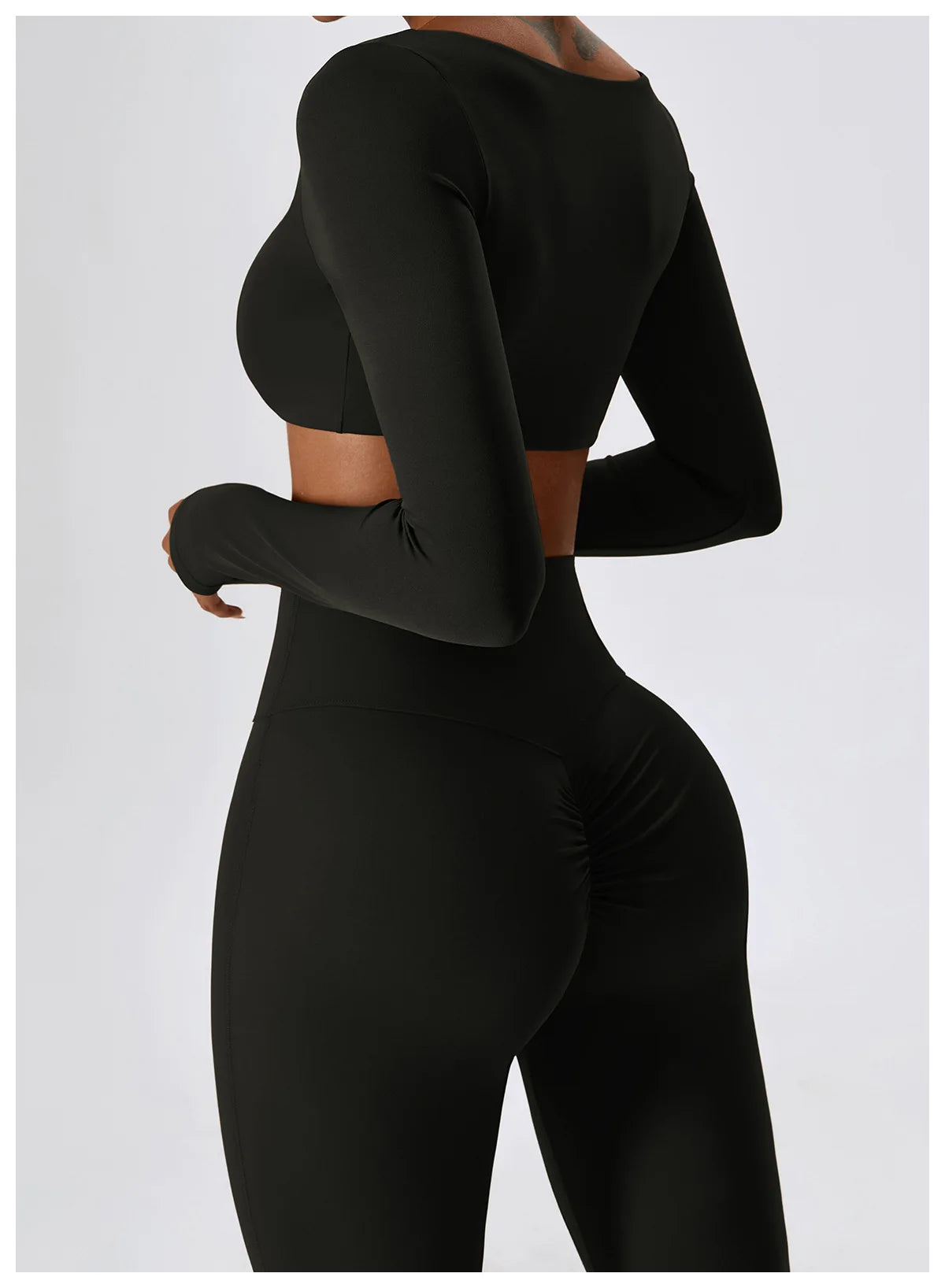 Long Sleeve Crop Top & High-Waist Wide-Leg Leggings