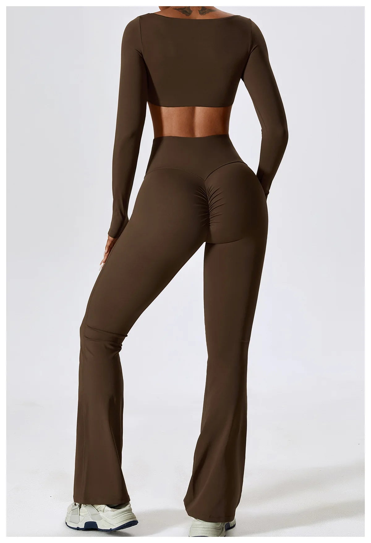 Long Sleeve Crop Top & High-Waist Wide-Leg Leggings