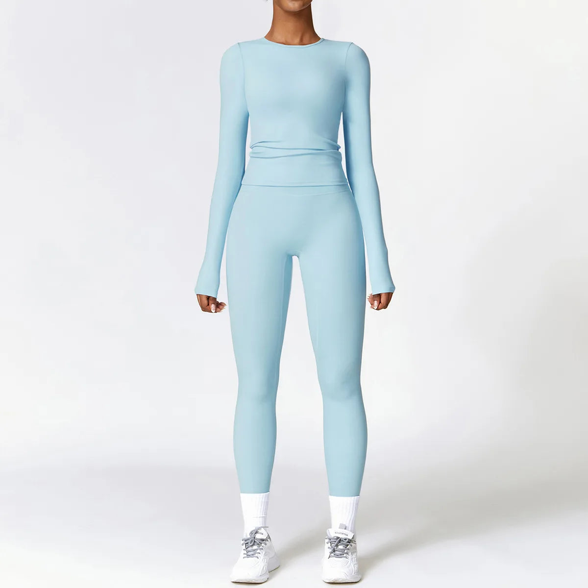 Long-Sleeve Crop Top & High-Waist Leggings Set