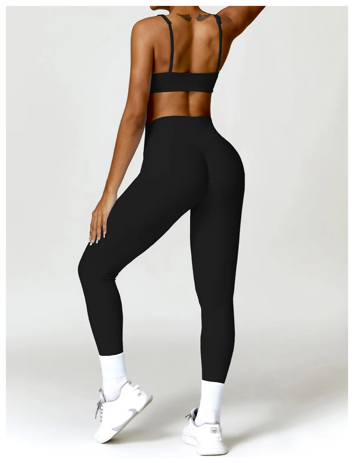 Strappy Padded Bra & High-Waist Leggings Set