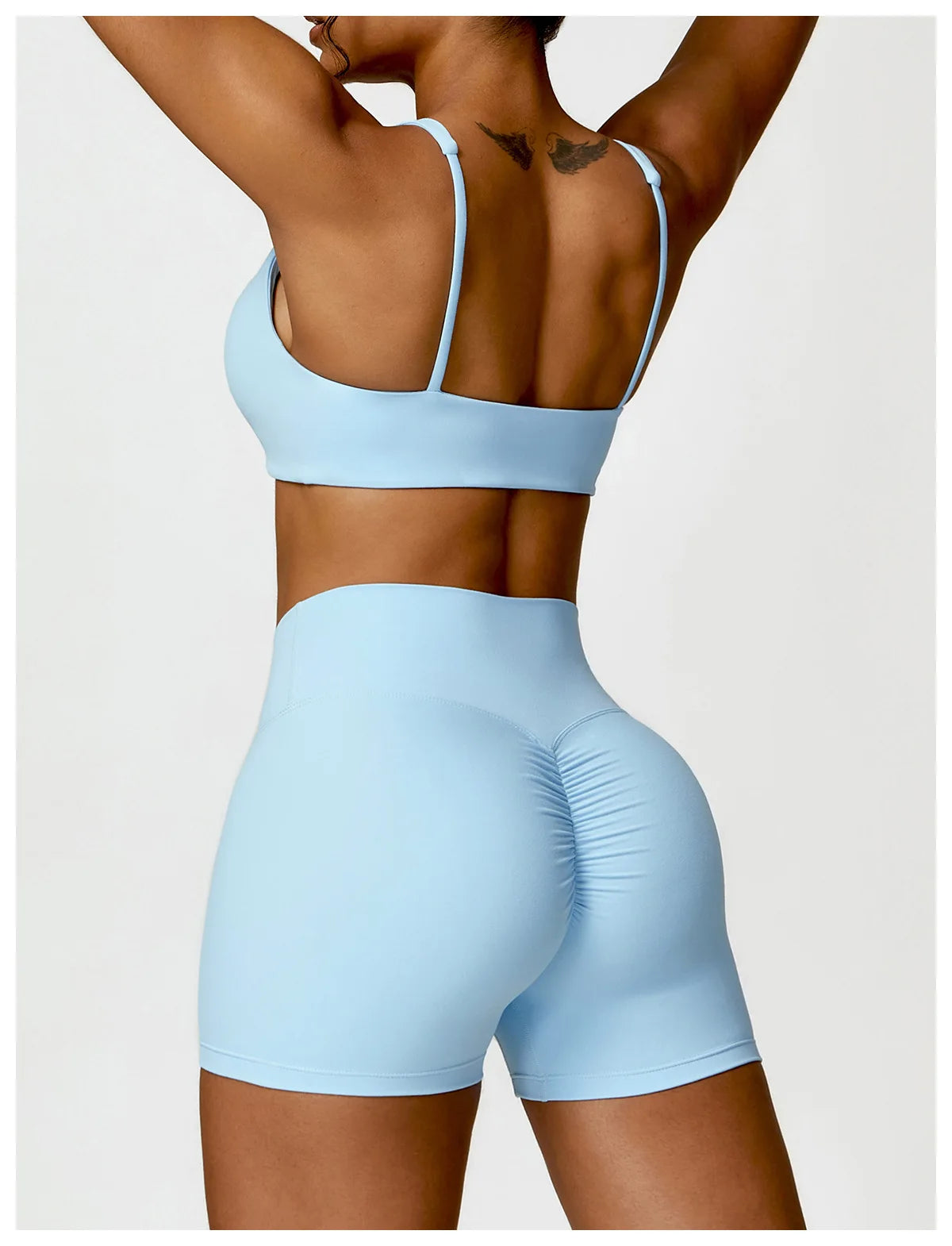 Strappy Padded Bra & High-Waist Shorts Set