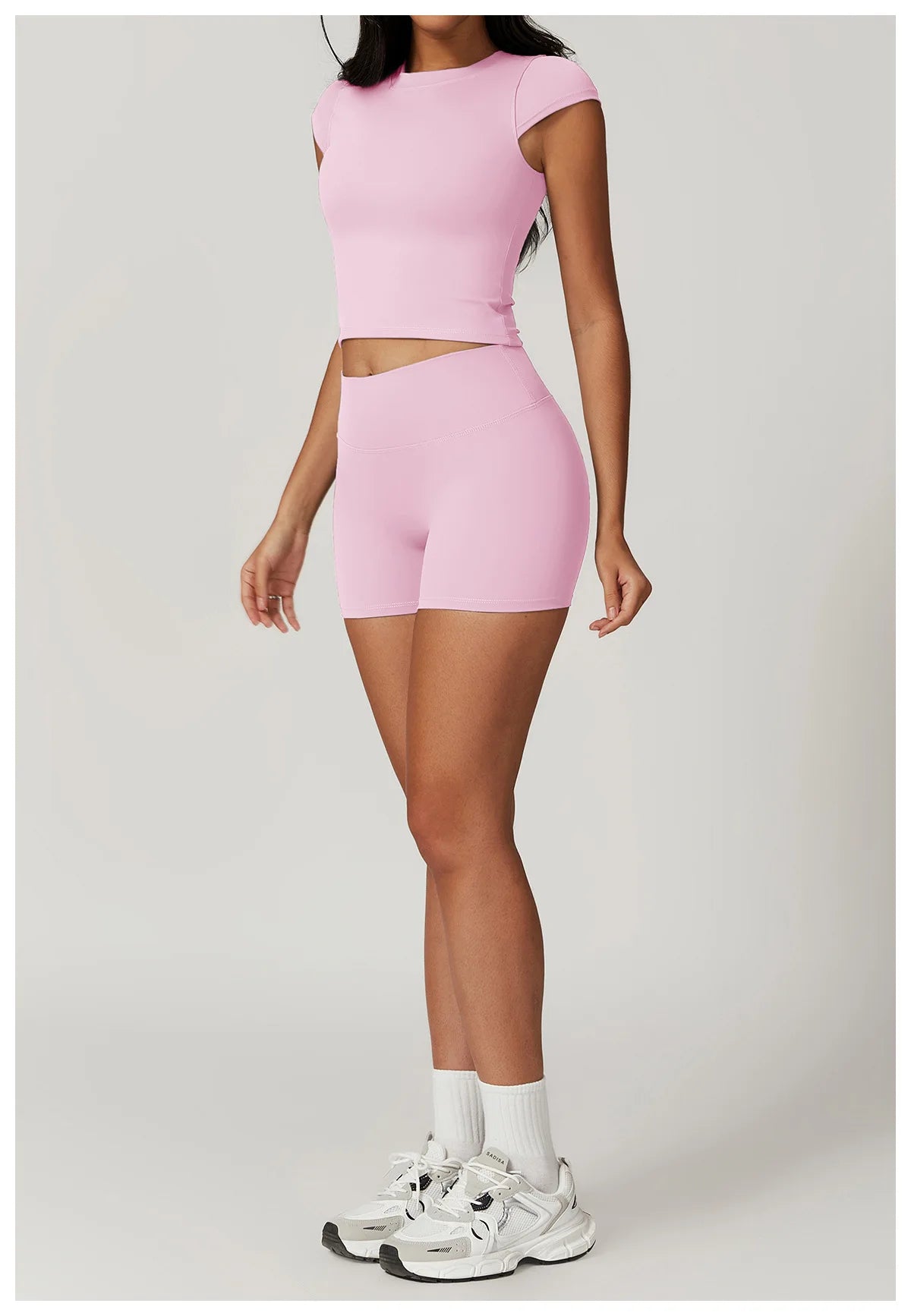 Push-Up Crop Top & High-Waist Shorts Set