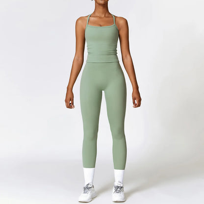 Strappy Crop Top & High-Waist Leggings Set