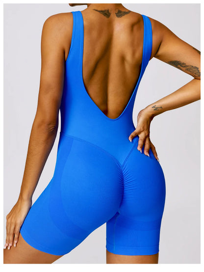 Women's Seamless High-Stretch V-Back Sports Jumpsuit