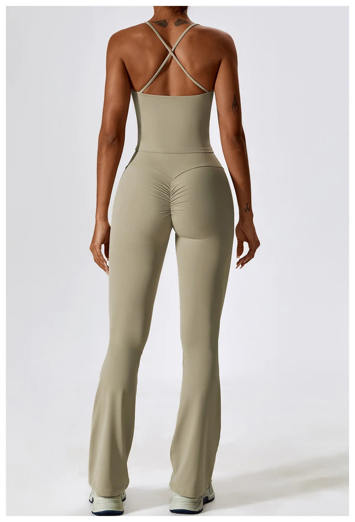 Strappy Padded Crop Top & High-Waist Wide-Leg Leggings