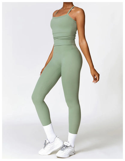 Strappy Crop Top & High-Waist Leggings Set