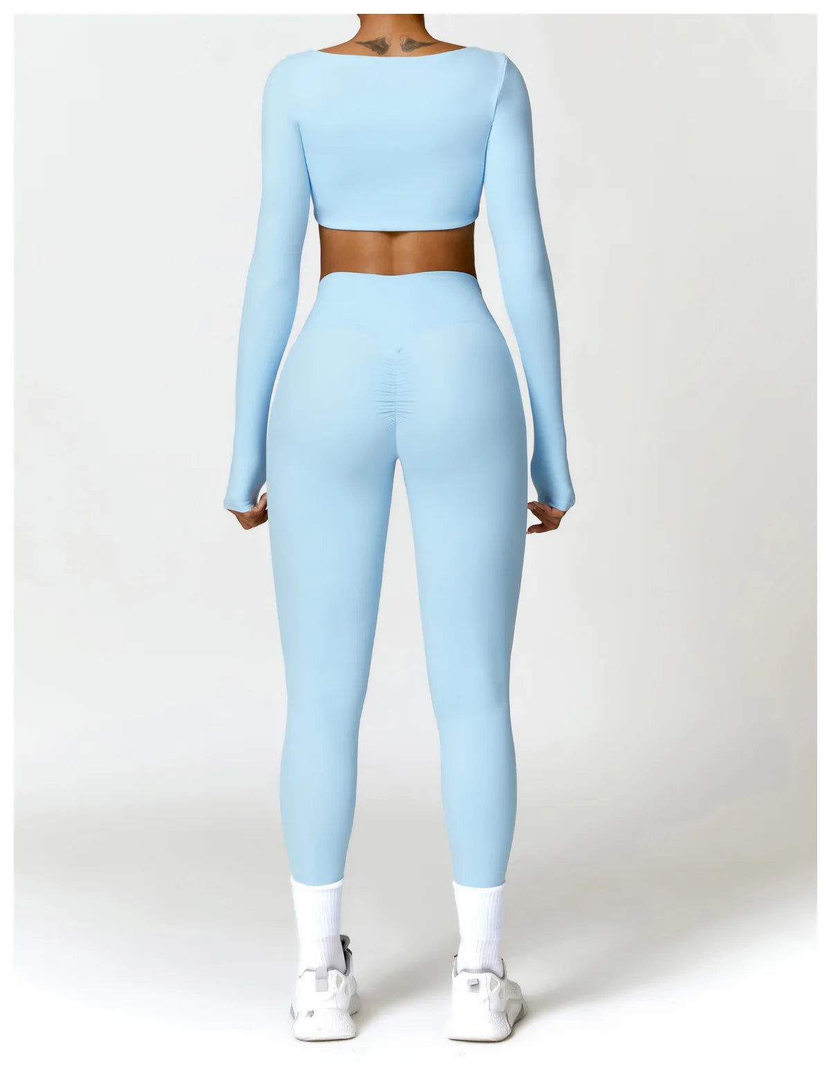 Long Sleeve  Crop Top & High-Waist Leggings Set